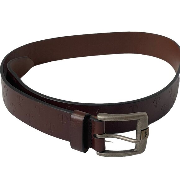Tommy Bahama Leather Belt Embossed Anchor Nautical Golf NWT $88 Size S - Picture 1 of 4